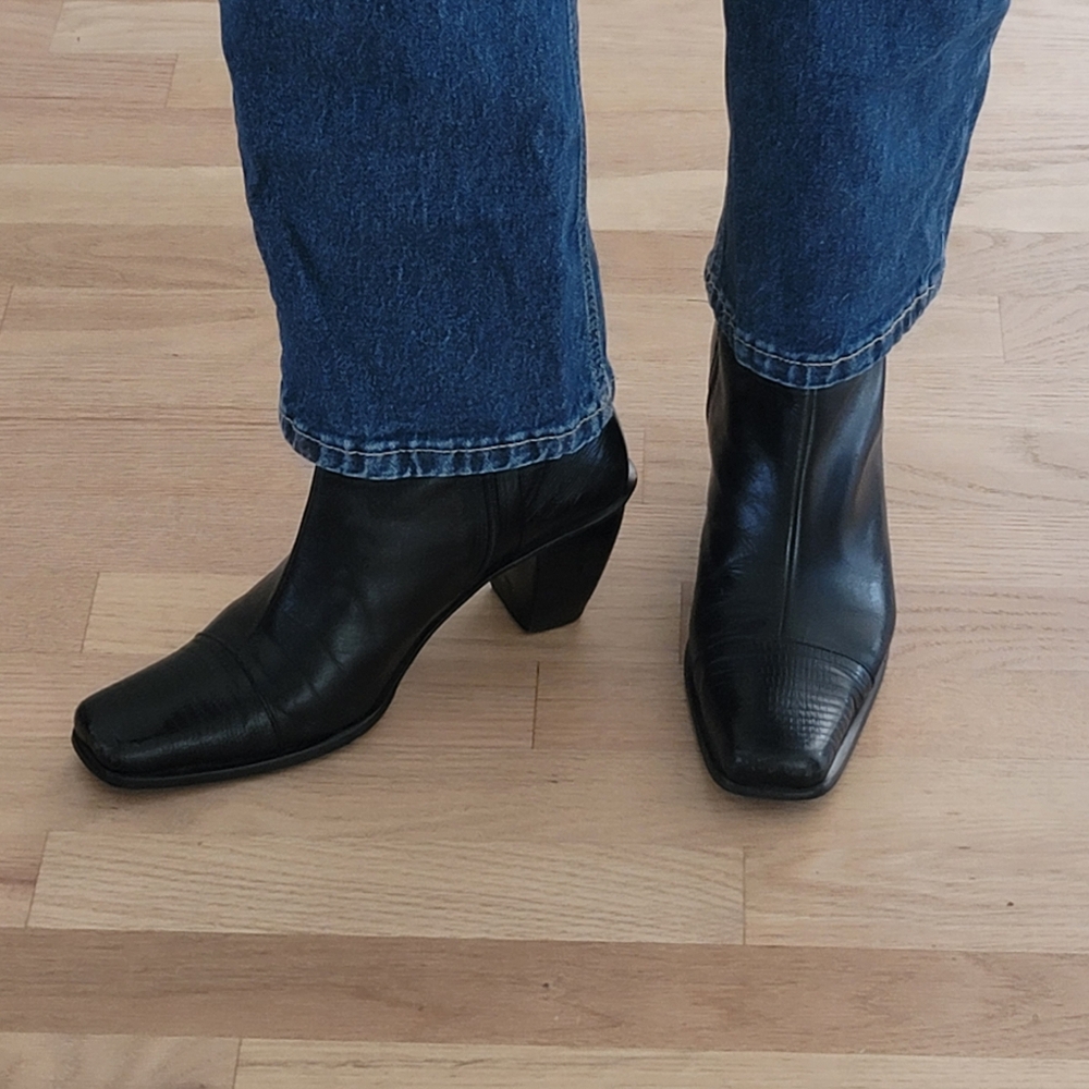 Square Toe Boots Vintage Leather